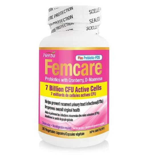 Femcare Probiotics with Cranberry 30 Veg Caps.